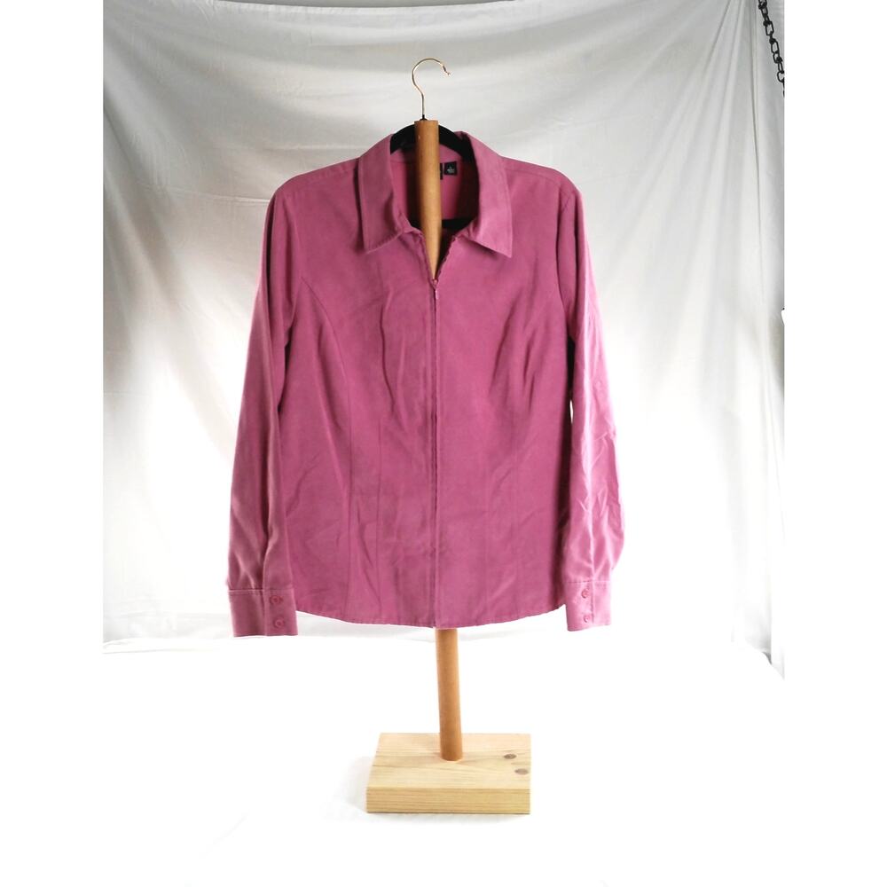 Sonoma Life + Style Women's Pink Faux Suede Zip Front Jacket Large